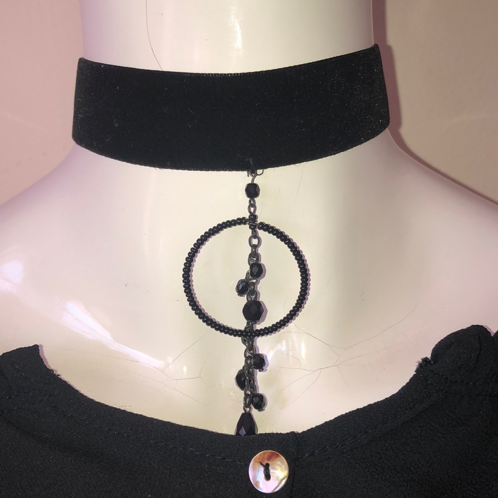 Black Velvet choker and matching earring set.